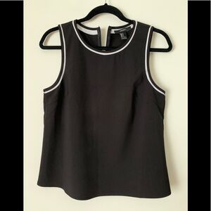 Forever 21 black with white trim sleeveless round neck blouse, great shape, S